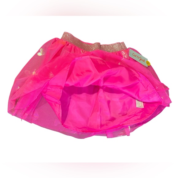 Cat & Jack Girls Pink Sparkle Heart Tutu Skirt and Light Pink Legging - Picture 2 of 5